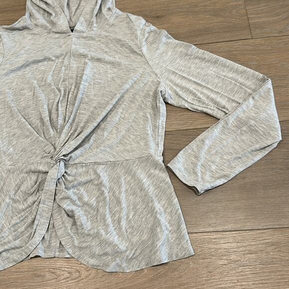 SWEATY BETTY Gray Marl Tori Twist Front Pullover Active Jacket Hooded Top Size 6 - Picture 5 of 12